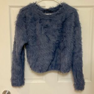ZARA Fuzzy Blue Sweater
